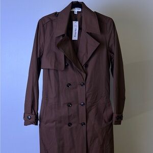 NWT Elegant chocolate Brown Double-Breasted Trench Coat